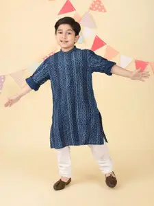 Fabindia Boys Abstract Printed Thread Work Regular Knee Length Kurta