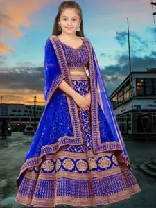 F Plus Fashion Girls Embroidered Semi-Stitched Lehenga With Unstitched Blouse And Dupatta