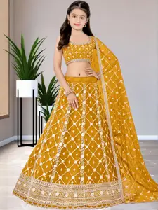 F Plus Fashion Girls Maroon Poly Georgette Semi-Stitched Lehenga Choli