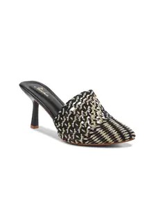 Padchin Women Textured Stiletto Sandals with Laser Cuts