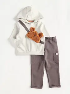 max Boys Self Design Hooded Sweatshirt With Trouser