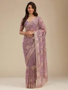 Trendmalls Ethnic Motifs Embroidered Net Saree