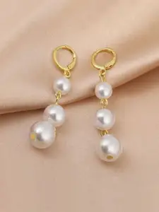DIVASTRI Gold Plated Pearls Beaded Spherical Korean Drop Earrings