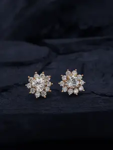 VANBELLE 925 Sterling Silver 18kt Rose Gold Plated CZ Burst Star Stud Earring