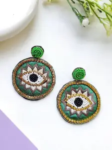 Crunchy Fashion Artificial Stones Studded And Beaded  Circular Shaped Drop Earrings
