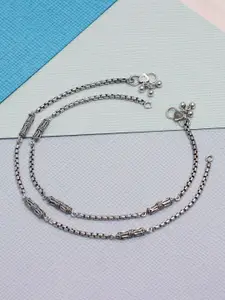 LeCalla Silver-Plated Artificial Stones and Beads Anklet