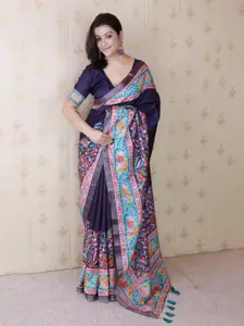 LeeliPeeri Designer Floral Printed Tussar Saree