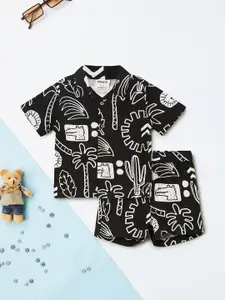 max Boys Printed Short Sleeves Pure Cotton Shirt With Shorts