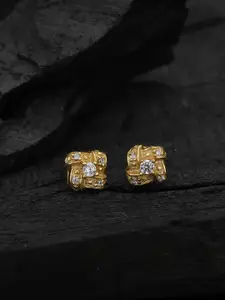 VANBELLE 925 Sterling Silver 18kt Gold Plated CZ Floral Petite Stud Earring