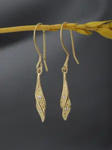 Carlton London 925 Sterling Silver 18kt Gold Plated CZ Contemporary Drop Earring