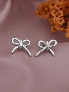 DressBerry 925 Sterling Silver Rhodium Plated Bow Stud Earring