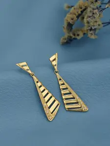 DressBerry 925 Sterling Silver 18kt Gold Plated CZ Triangular Drop Earring