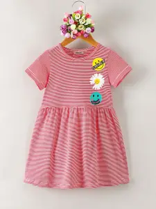 INCLUD Girls Graphic Striped Fit & Flare Dress