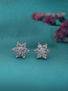 Carlton London 925 Sterling Silver Rhodium Plated CZ Floral Petite Stud Earring