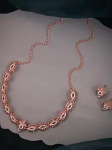 Anouk Grey Rose Gold-Plated Brass Necklace & Earrings