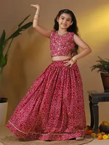 Sangria Girls Bandhani Printed Lehenga & Choli Set