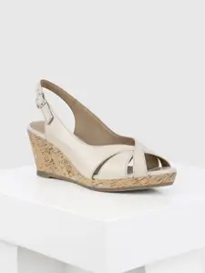 Oroh Leather Party Wedge Sandals with Laser Cuts