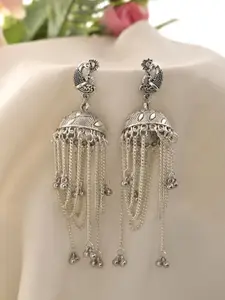 Silvermerc Designs Silver-Plated Contemporary Artificial Beaded Tasselled Drop Earrings