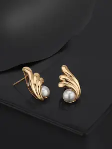 DressBerry 925 Sterling Silver 18kt Rose Gold Plated Pearl Bold Stud Earring