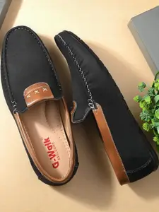 GWALK Men Black Suede Casual Shoes