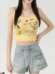 StyleCast x Revolte Women Regular Fit Mid-Rise Denim Shorts