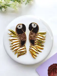 Crunchy Fashion Artificial Stones Studded & Beaded Peacock Shaped Drop Earrings