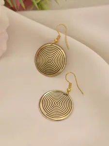 Silvermerc Designs Gold-Plated Circular Shaped Drop Earrings
