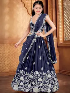 F Plus Fashion Girls Pink Net Semi-Stitched Lehenga Choli