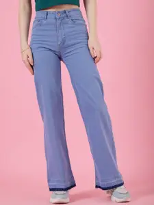 4WRD by Dressberry Women Classic Wide Leg High-Rise Clean Look Non Stretchable Jeans