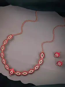 Anouk Pink Rose Gold-Plated Brass Necklace & Earrings
