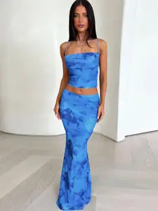 StyleCast Printed Shoulder Strap Top & Skirt Co-Ords Set