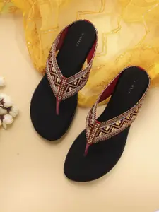 V-WALK Women Embellished T-Strap Flats