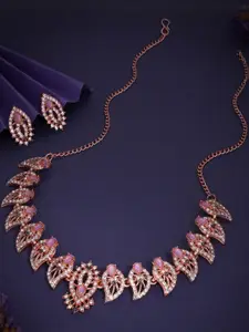 Anouk Purple Rose Gold-Plated Brass Necklace & Earrings