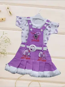 FASHION GRAB Girls Floral Printed Fit and Flare Length Dress