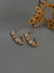 Carlton London 925 Sterling Silver 18kt Rose Gold Plated CZ Half Hoop Earring