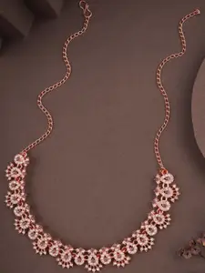 Anouk Purple Rose Gold-Plated Brass Necklace & Earrings