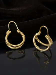 Silvermerc Designs Gold-Plated Circular Shaped Twisted Hoop Earrings
