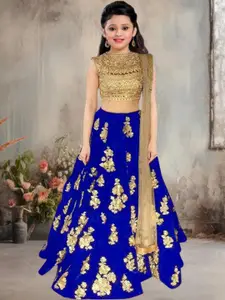 F Plus Fashion Girls Red Net Semi-Stitched Lehenga Choli