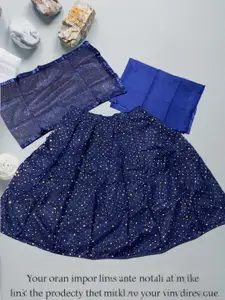 F Plus Fashion Girls Blue Net Semi-Stitched Lehenga Choli
