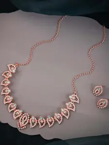 Anouk Turquoise Blue Rose Gold-Plated Brass Necklace & Earrings