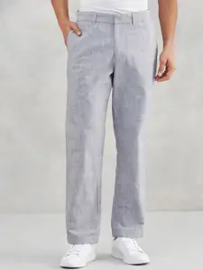 Fabindia Men Solid Straight Fit Mid-Rise Casual Chinos