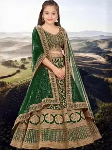 F Plus Fashion Girls Embroidered Semi-Stitched Lehenga & Unstitched Blouse With Dupatta