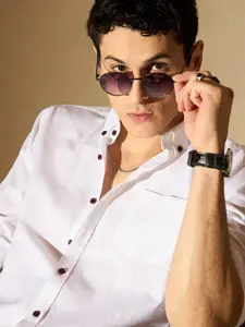 DENNISON Men Smart Slim Fit Solid Button-Down Collar Casual Shirt