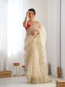 LeeliPeeri Designer Embellished Sequinned Organza Saree