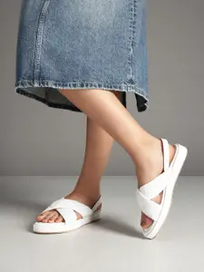 Kenneth Cole Women Quilted Textured Leather Criss-Cross Flats