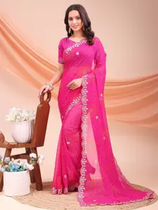 LeeliPeeri Designer Printed Bandhani Saree With Matching Blouse Piece