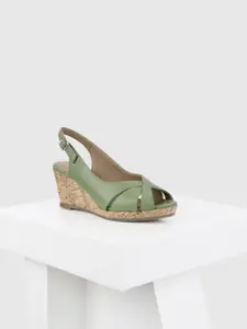 Oroh Segovia Women Leather Peep Toe Wedge Sandals