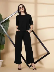 CHKOKKO Round Neck T-Shirt With Trousers Casual Summer Co-Ords