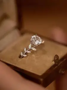 Zarkan 925 Hallmark Sliver-Plated Cubic Zirconia Stone-Studded Adjustable Finger Ring