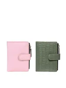 TnW Women Set Of 2 Textured Leather Two Fold Wallet